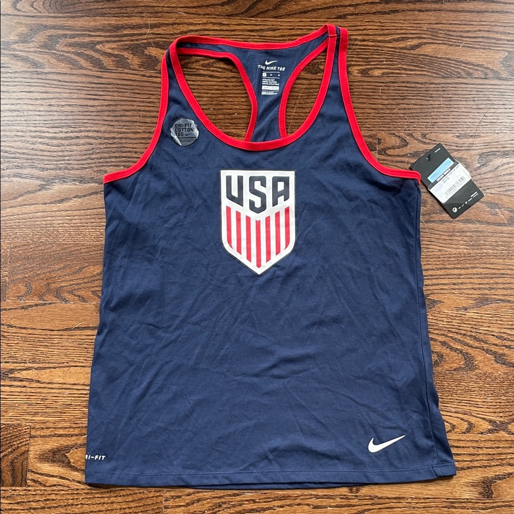 Nike USA Navy and Red Dri-Fit Tank Top